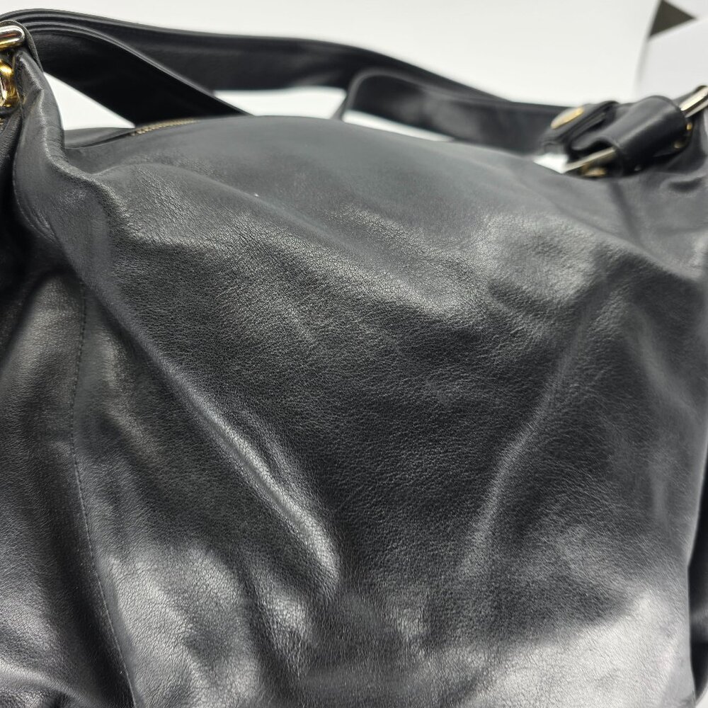 Marino Orlandi Black Leather Hobo Shoulder Bag Gold Hardware Made in Italy - Picture 4 of 16